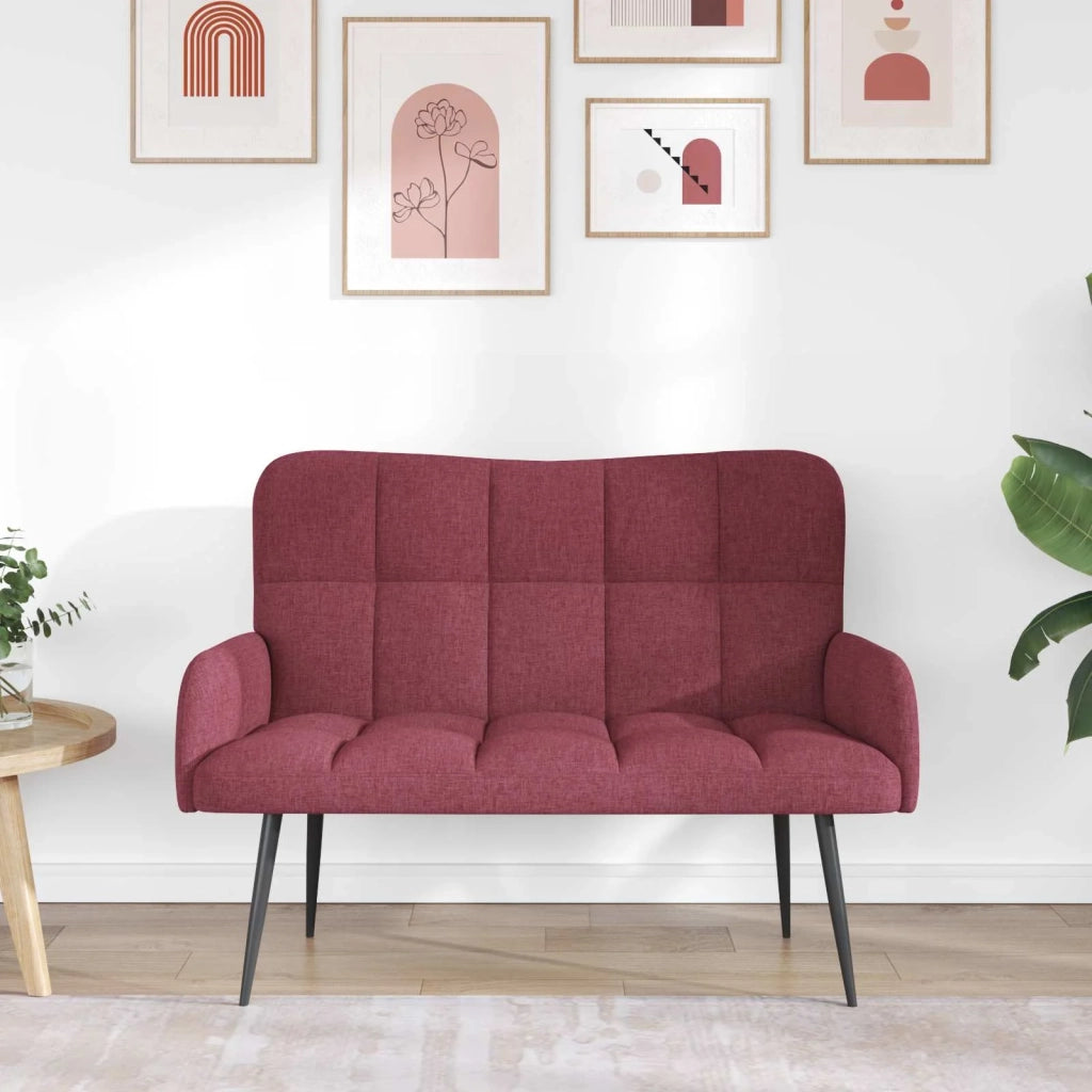 Sofa a Due Posti Rosso vino 115 x 61 x 87 cm Tessuto