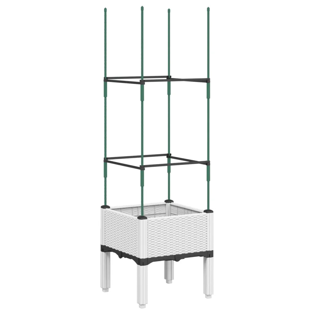 Fioriera da Giardino con Traliccio Bianco 40x40x142,5 cm in PP 367949