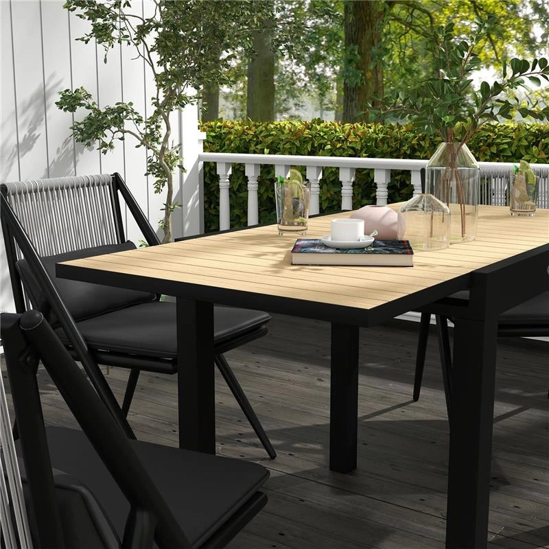 TAVOLO DA GIARDINO ALLUNGABILE PER 4-6 PERSONE CON PIANO A DOGHE, IN ALLUMINIO, 81/162X80X75 CM, GIALLO