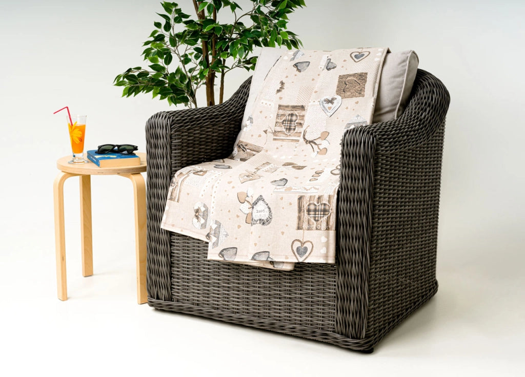 Telo Arredo Granfoulard Copritutto Cotone Made Italy Vari Disegni Arredatutto Copriletto Multiuso - 2 Piazze - Holly Beige
