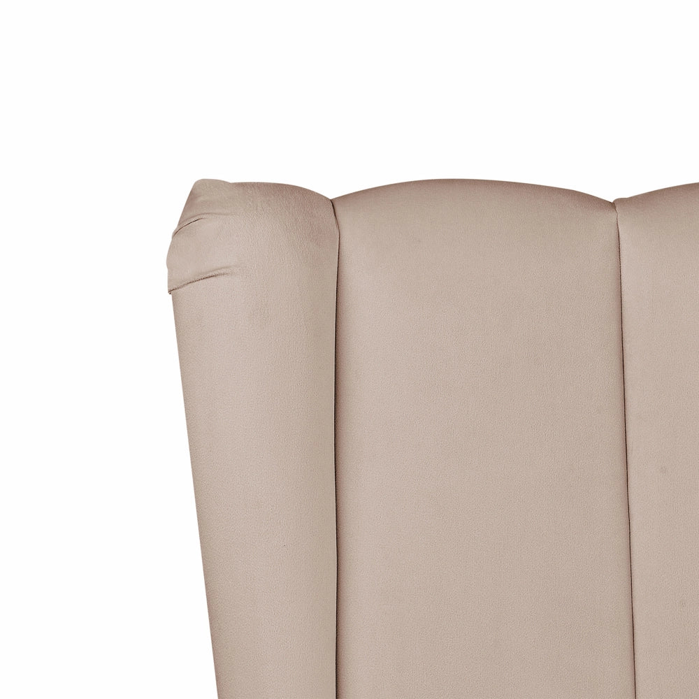 Letto in velluto beige tortora rivestito con gambe in metallo dorato UE Dimensioni doppie 140 x 200 cm con testata con porta USB Camera da letto moderna e glam.
