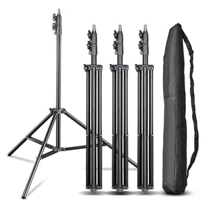 Set 4 stativi per luci FT-8051 max 5 kg e altezza fino a 260 cm, cavalletto fotografico per faretti LED flash ring light attrezzature foto e video, adattatore 3/8" e borsa