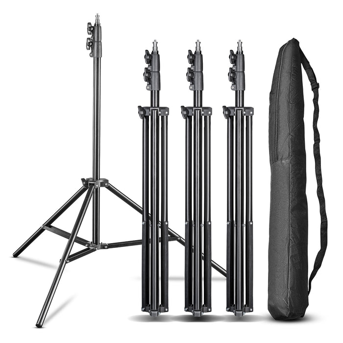 Set 4 stativi per luci FT-8051 max 5 kg e altezza fino a 260 cm, cavalletto fotografico per faretti LED flash ring light attrezzature foto e video, adattatore 3/8" e borsa