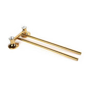 Trade Shop - Porta Asciugamani 2 Aste Supporto Per Bagno Da Muro Casa Dorato Oro Dgo-110 -