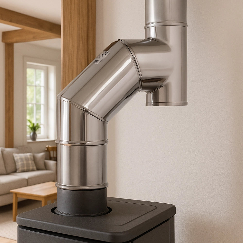 Curva 90° acciaio inox Ø 150 mm spessore 0,5 mm canna fumaria monoparete