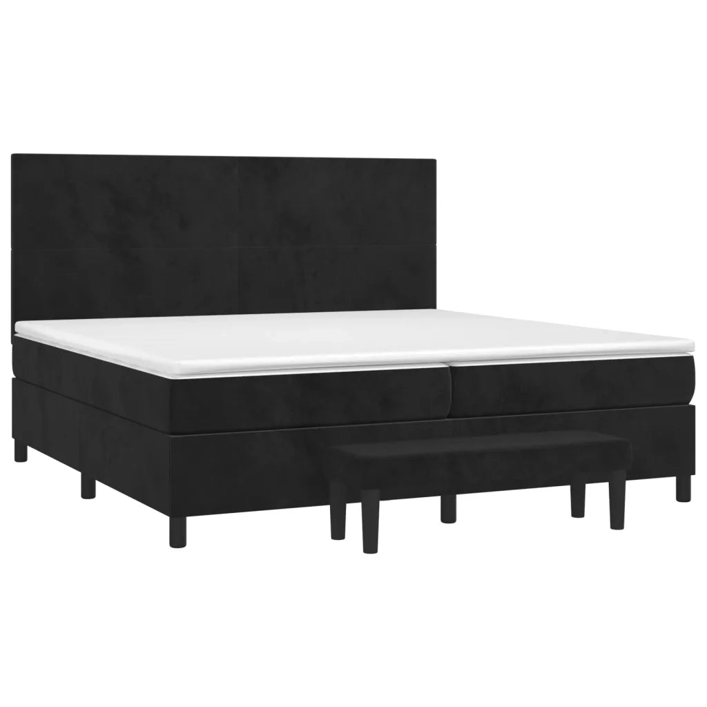 Giroletto a Molle con Materasso Nero 200x200 cm in Velluto 3137745