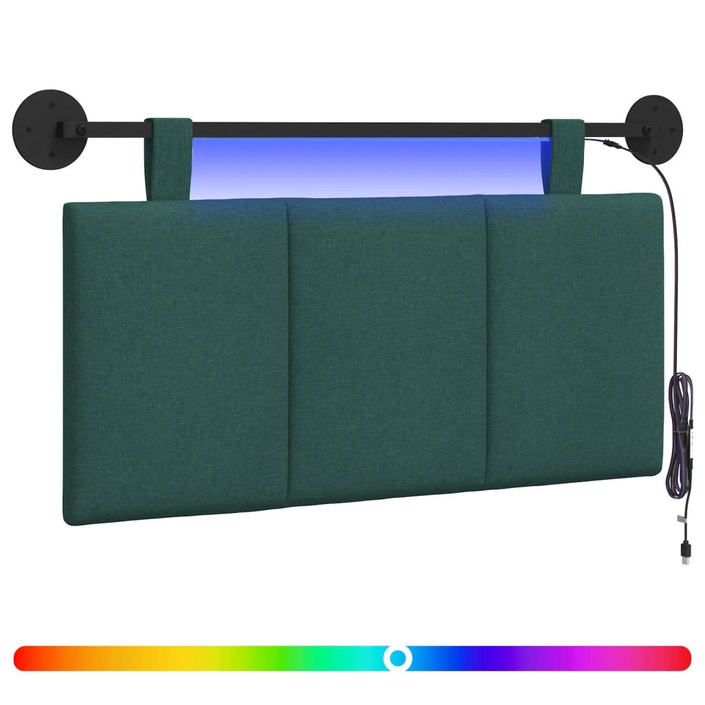 Testiera sospesa Con luce LED Verde Scuro Tessuto 3424742