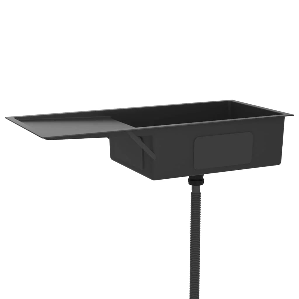 Lavello da cucina fatto a mano 100 x 44 cm acciaio inox nero 02_0002476
