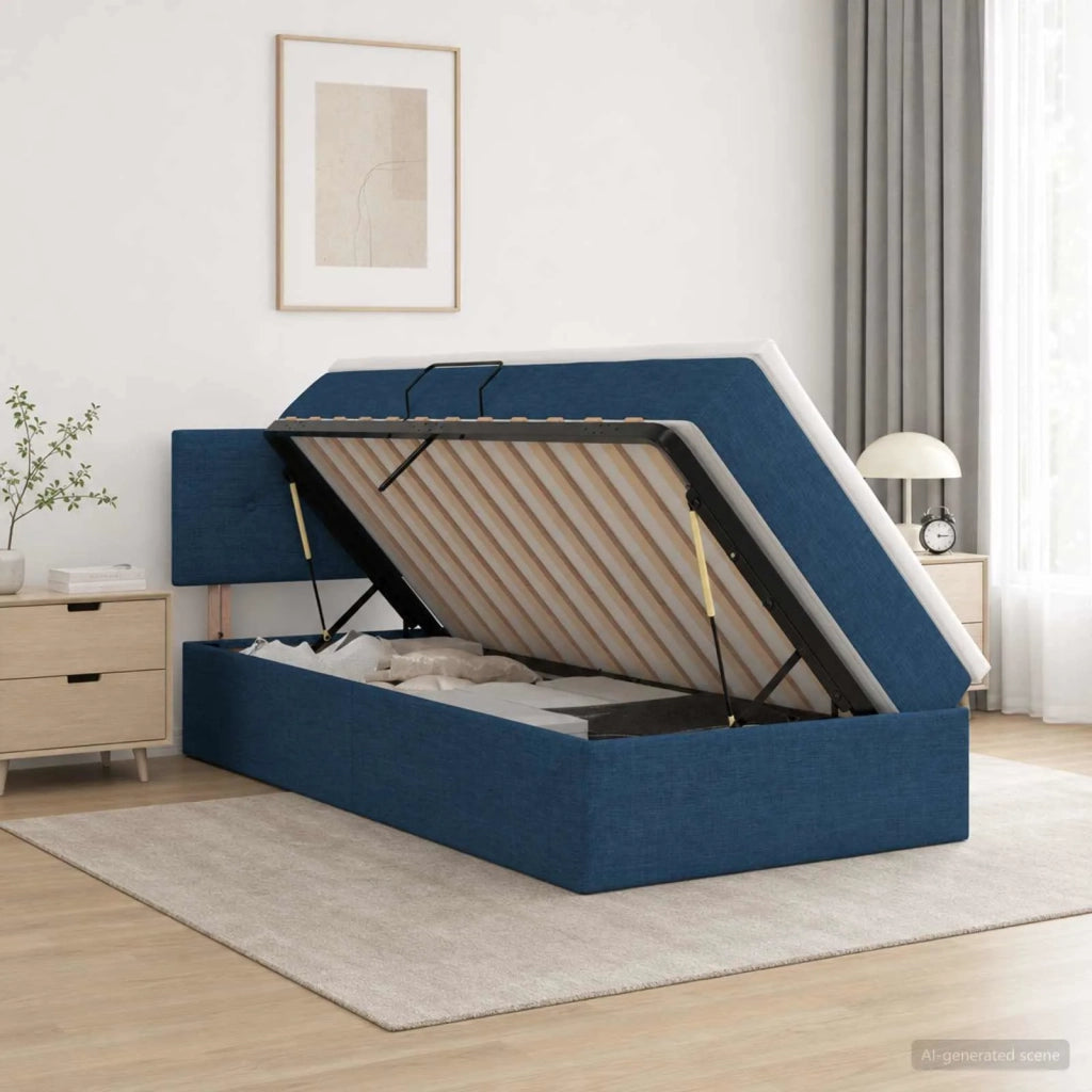 Letto con contenitore e materasso Blu 90 x 200 cm Velluto 3458600