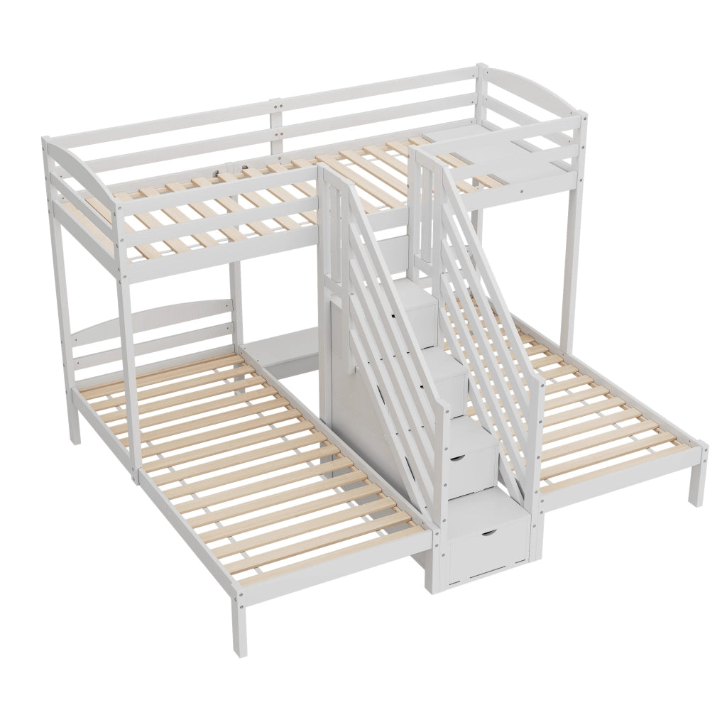 LETTO a castello 90x200 cm 3 posti legno di pino bianco