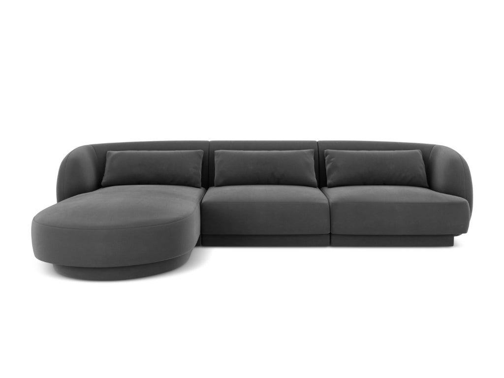 Cosmopolitan Design - Divano angolare sinistro "Tulum" 4 posti in velluto grigio 