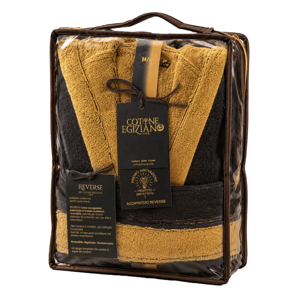 Selesi, Accappatoio 100% Cotone con Cappuccio Reversibile, Nero
