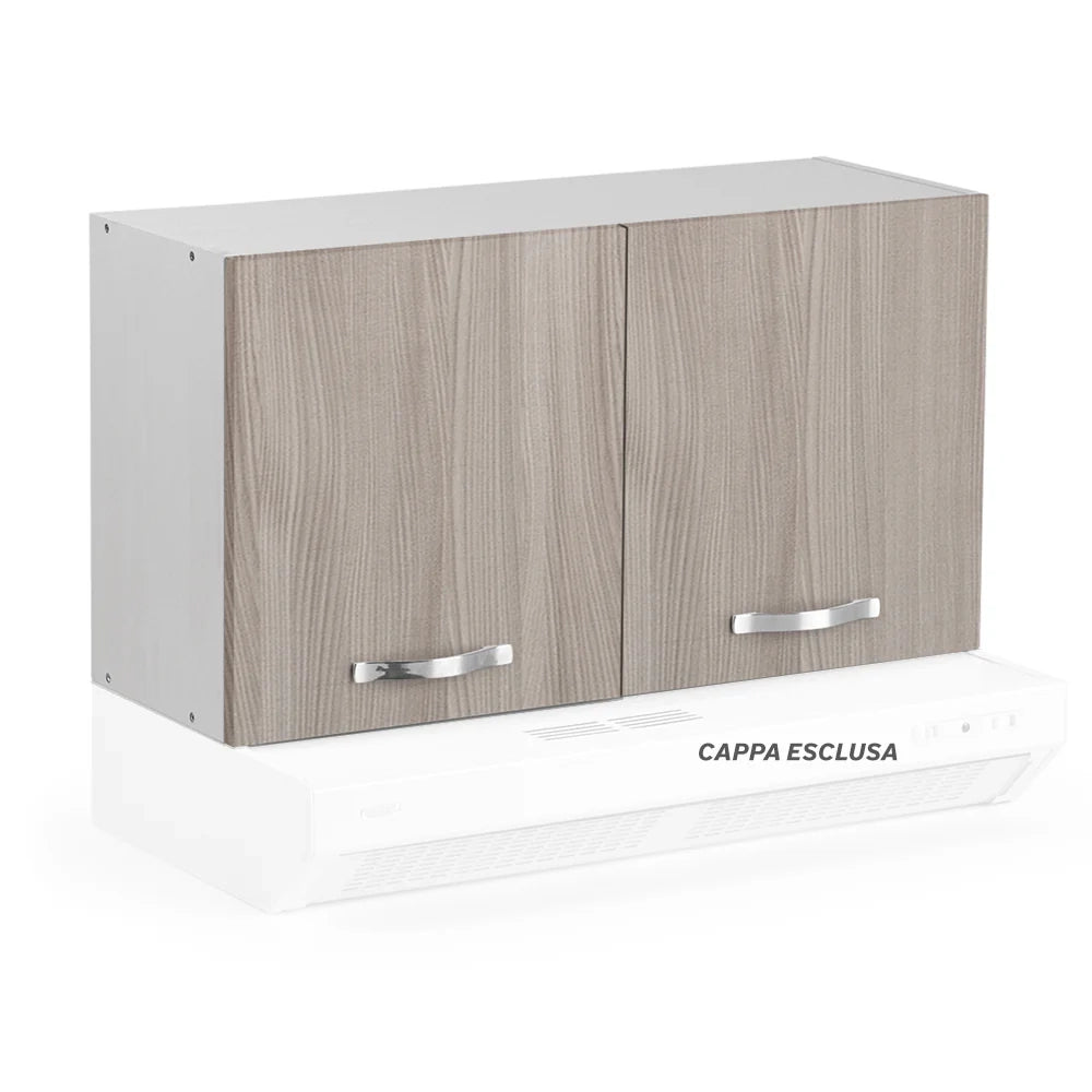 Pensile per cucina componibile da 90 cm con due ante, realizzata in legno 100% MADE IN ITALY colore Olmo
