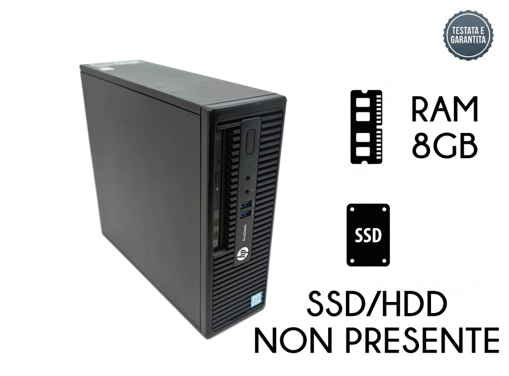 PC Desktop Barebone HP ProDesk 400 G3 Semi Completo con Processore Intel Core I5 6500 8GB di Ram HDD Meccanico da 500Gb e Windows 10 Pro - Ricondizionato