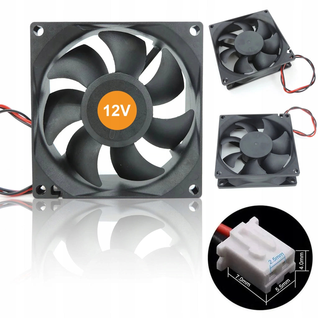Ventola 80x80x25 mm 2PIN 12V – Raffreddamento Efficiente e Silenzioso | 2000 RPM, 35 CFM, 25 dBA