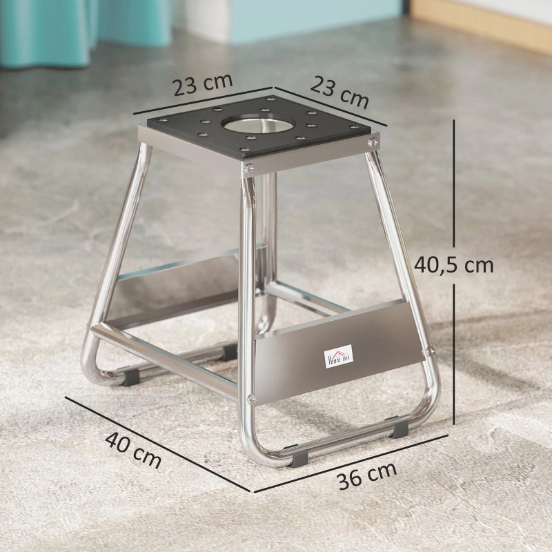 Supporto moto universale in acciaio grigio, portata 500 kg, con foro scarico olio da 10 cm