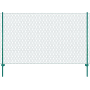 Rete per Recinzione con Pali in Acciaio 25x1,5 m Verde cod mxl 12320