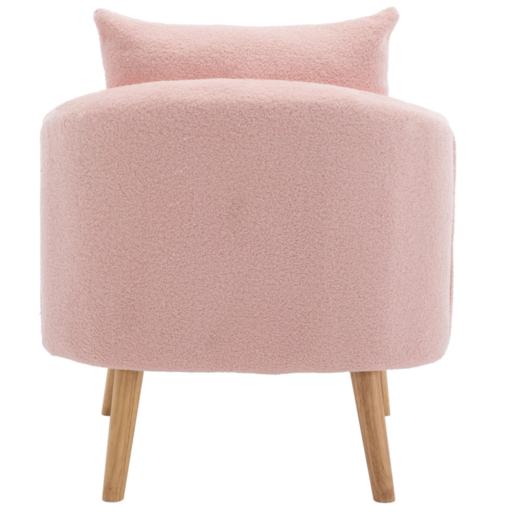 Poltrona singola in tessuto teddy rosa con cuscino di seduta da 14 cm
