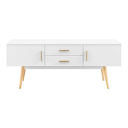 Mobile TV di design porta TV panca gambe in legno 140 cm bianco 03_0005867