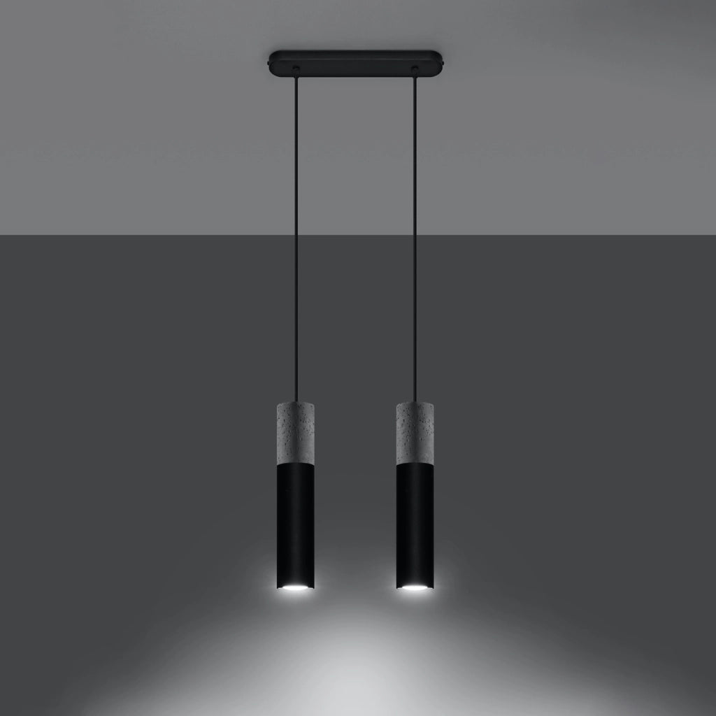 Lampada a sospensione cemento VALERO 2 2 luci nera Pure Lume