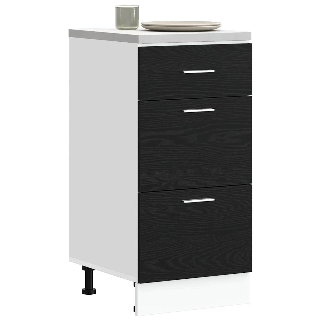 Base per Cucina con cassetto-Mobile Base da Cucina Riga Rovere Nero 40 x 46 x 81,5 cm