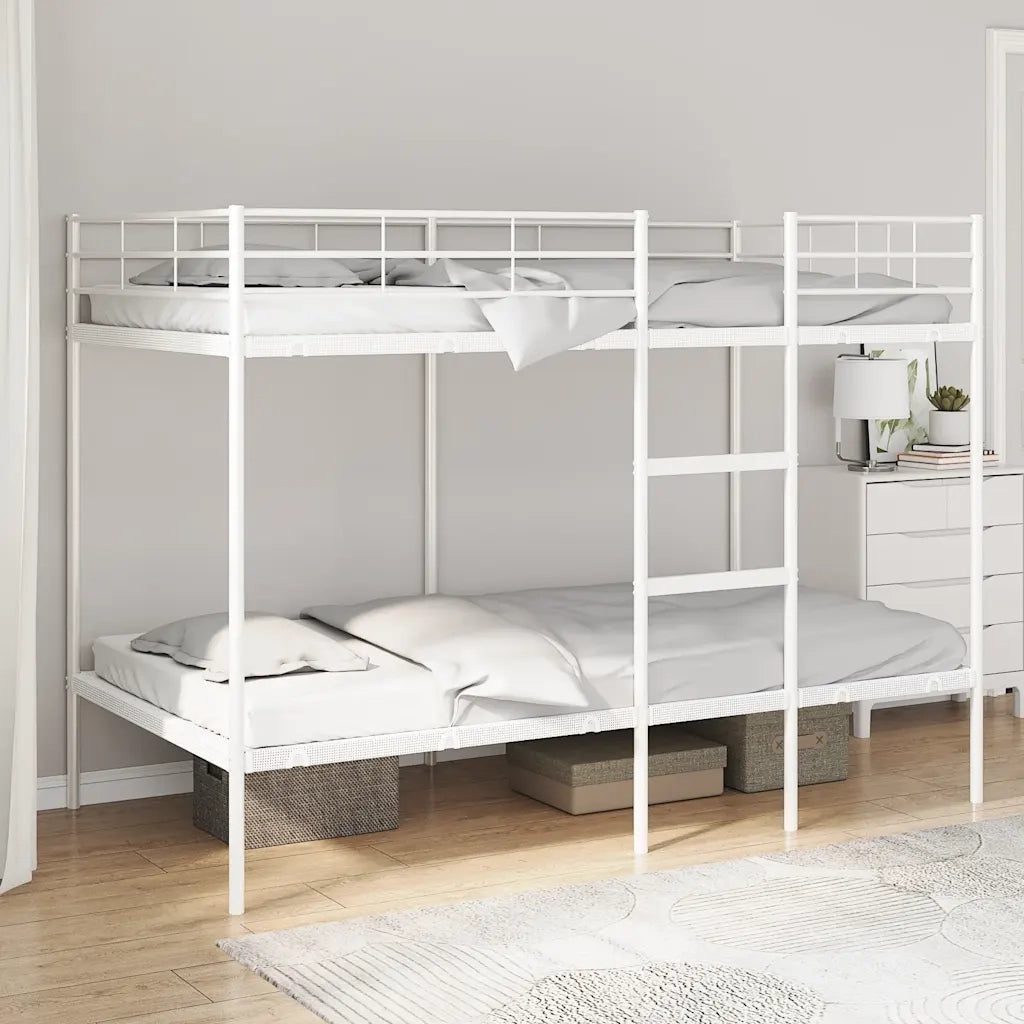 Letto a Castello senza Materasso-Struttura Letto a Castello Bianco 100x200 cm in Acciaio 659436