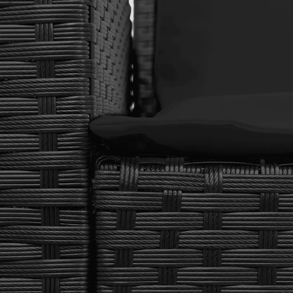 Divano da Giardino a 5 Posti con Cuscini Nero in Polyrattan