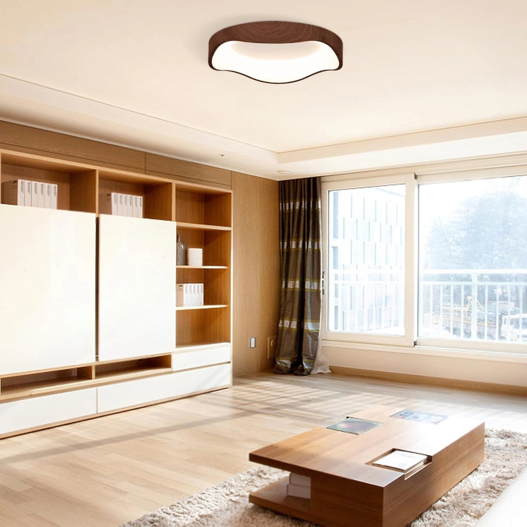 Lampada da Soffitto LED, Plafoniera LED Moderna da 24W Effetto Legno con Telaio in Metallo 3000K, Ideale per Camera da Letto, Soggiorno, Bagno, Corridoio e Ufficio [Classe di efficienza energetica F]