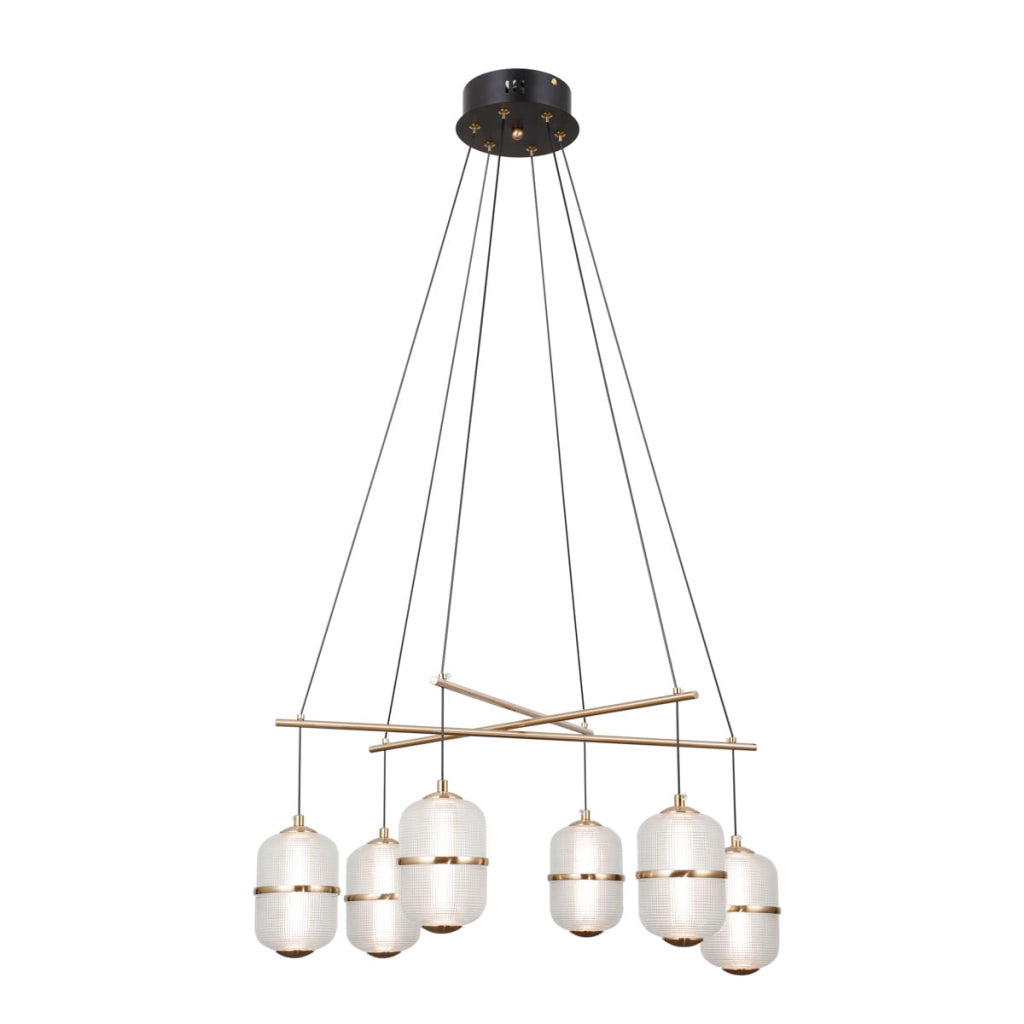 Sospensione tonda Alani Italux nera vetro LED 32W 6L