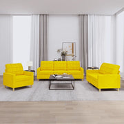 Set di Divani 3 pz con Cuscini Giallo Chiaro in Tessuto