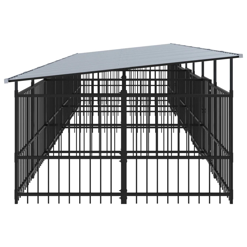 Gabbia per Cani da Esterno con Tetto in Acciaio 15,02 mÂ² cod mxl 44260