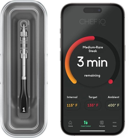 Termometro di carne intelligente a onde corte ad alta sensibilità - Thermometro digitale alimentare Bluetooth per barbecue, forno e griglia