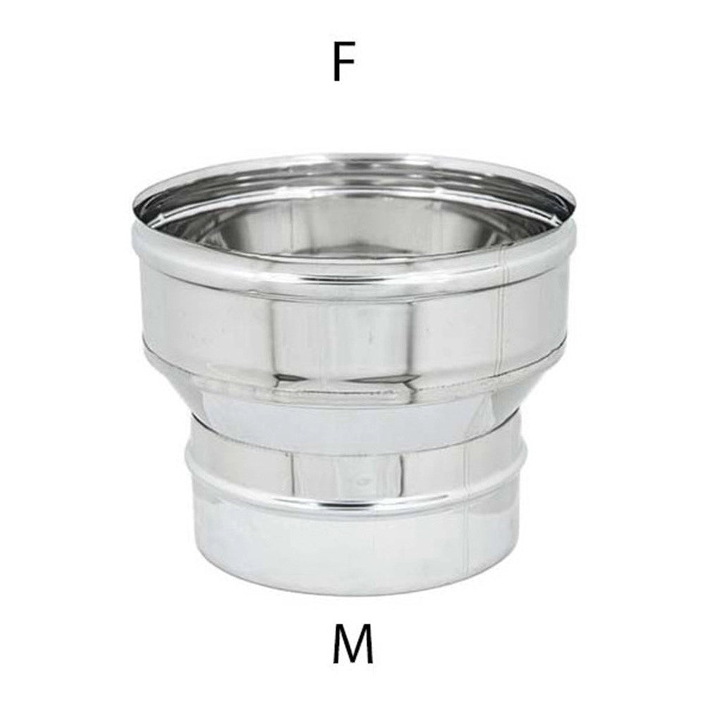 Aumento inox da m 80 a f variabile spessore 6 decimi aisi 304, diametro 150mm