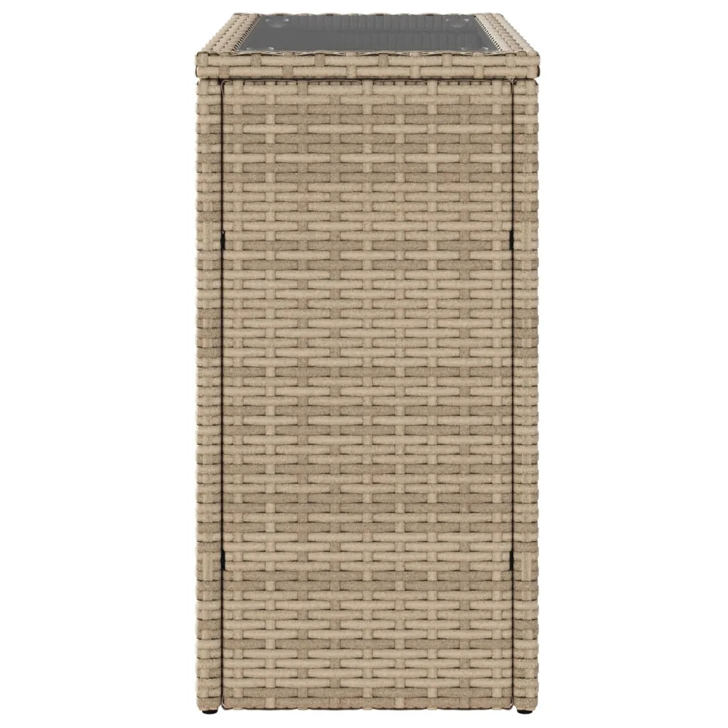 Tavolino da Giardino Piano Vetro Beige 58x27,5x55 cm Polyrattan 366071