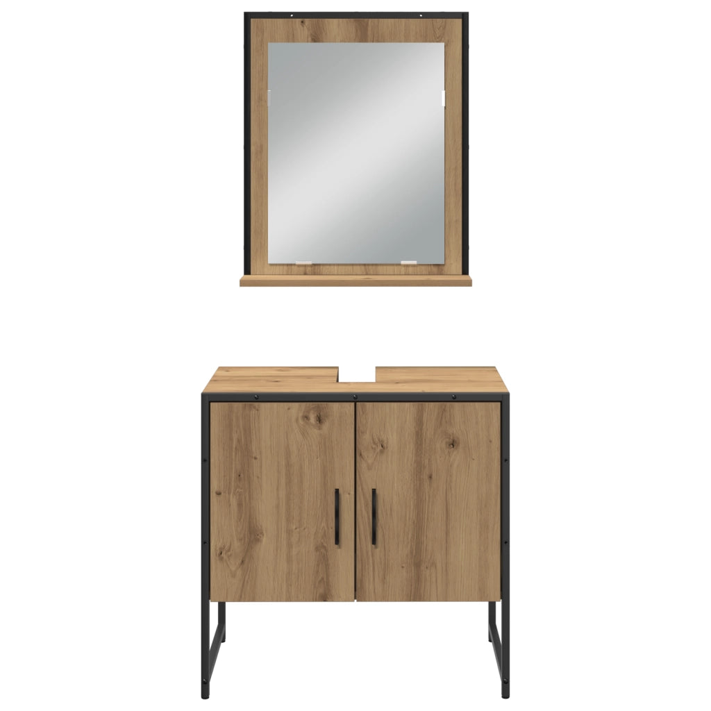 Set di armadietti da bagno 3 pezzi in rovere artigianale in legno ingegnerizzato