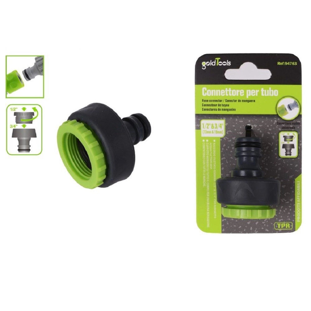 Trade Shop - Connettore Rapido Universale Con Filetto Femmina Da 1/2" E 3/4" Per Tubo 94763 -