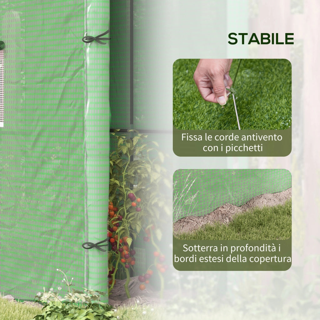 Serra da Giardino a Muro con 2 Porte Avvolgibili ¨C Zephmum ¨C 200x80x200cm Verde