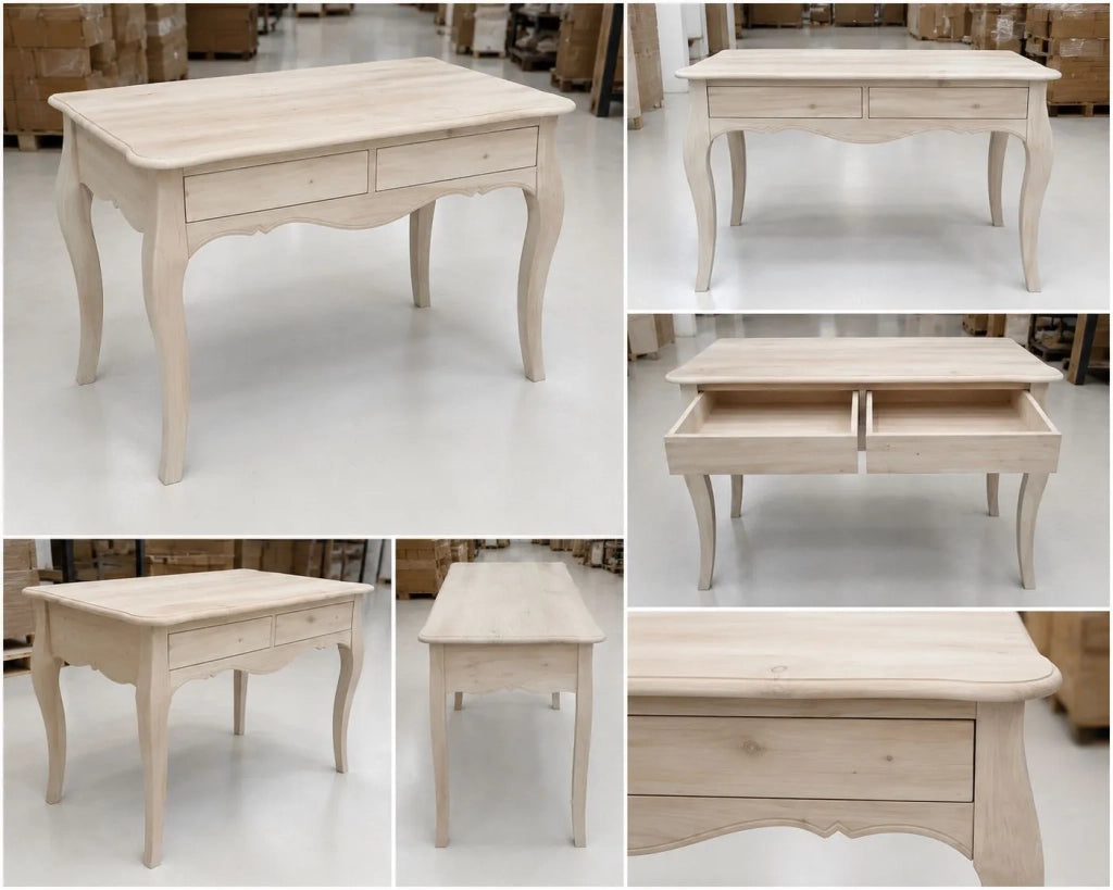 Scrivania 2 cassetti classica legno massello grezzo l.101 p.62 h.82 (3106) - Mobili 2G