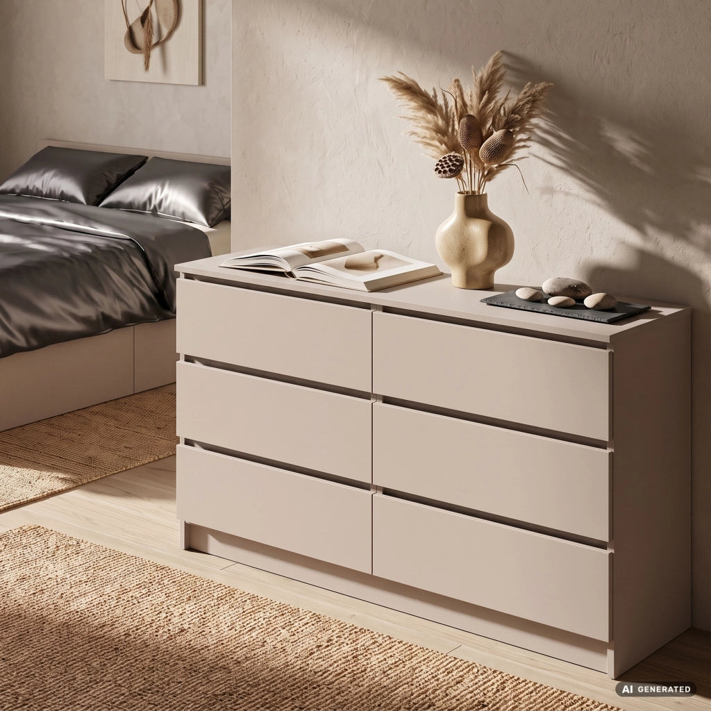 Comò K140 Cashmere 138 cm 6 cassetti 138x40x77 cm