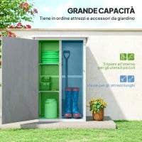 Capanno Attrezzi in Legno a 2 Mensole con Tetto Impermeabile, 75x56x115 cm, Grigio