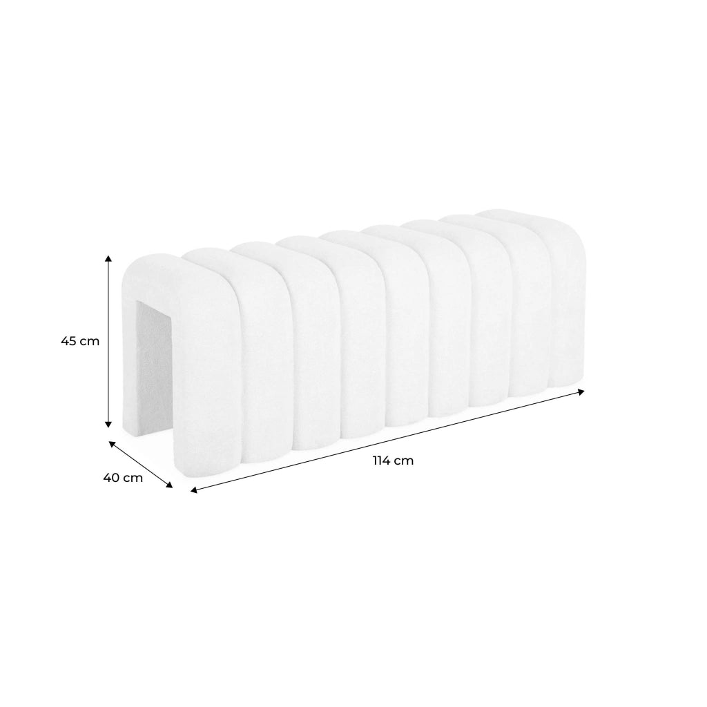Panca, fine letto contemporaneo tessuto, bianco