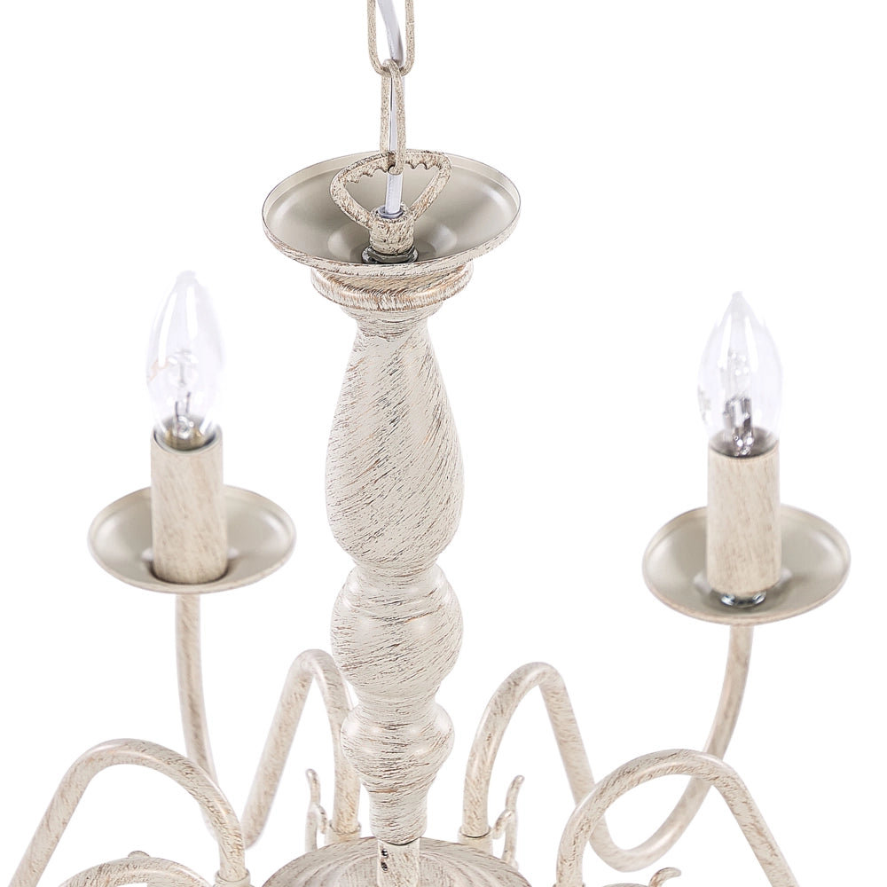 Lampada a Sospensione in Ferro Bianco e dorato 8 Luci Glam Vintage