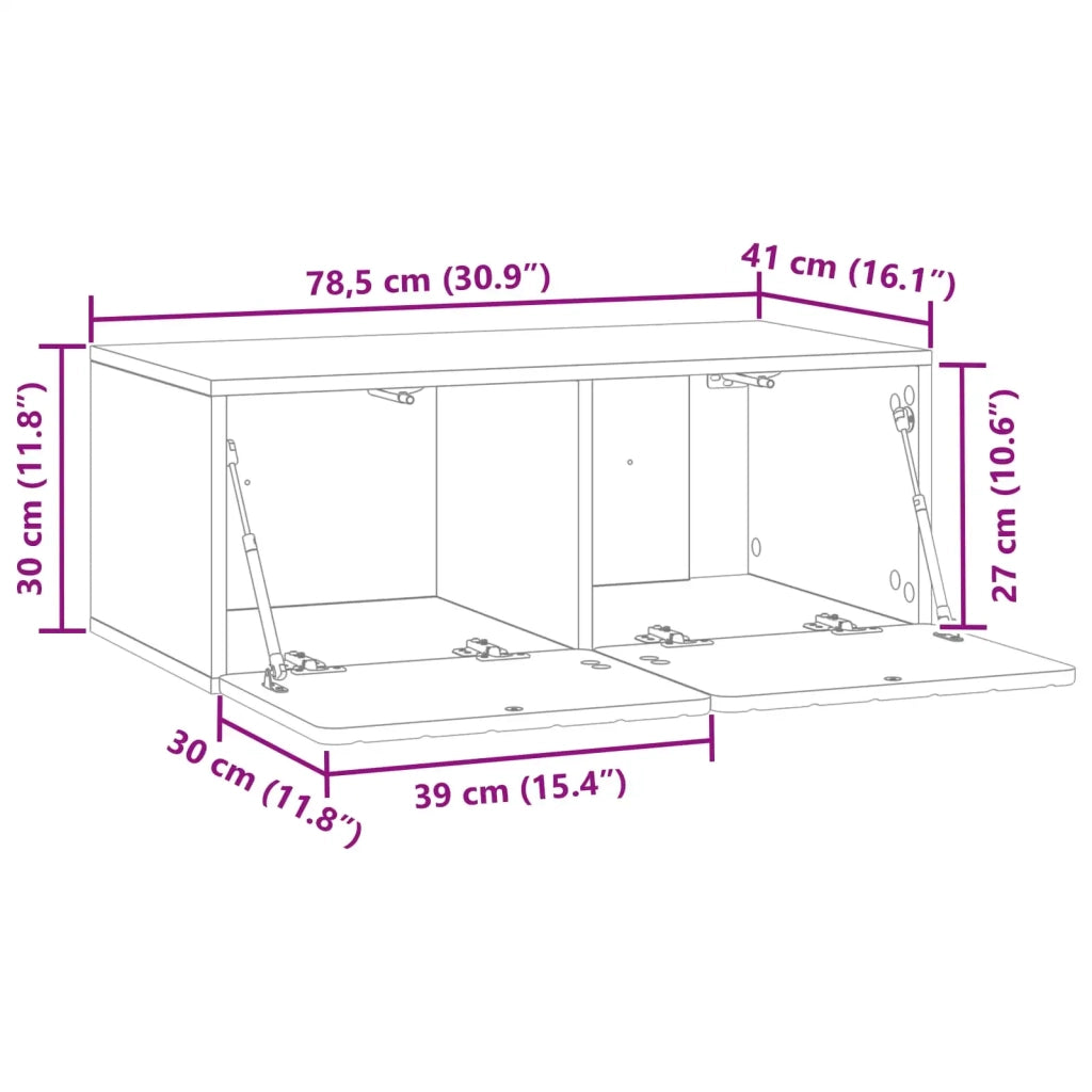 Mobile Porta TV da Muro Nero 78,5 x 41 x 30 cm 898346
