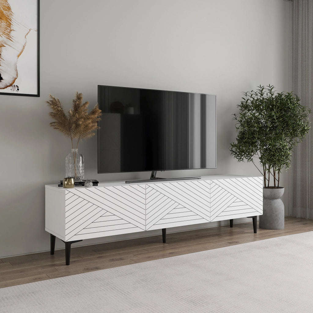 Porta TV in legno "Felix" - 160 x 31 x 44 cm - Bianco