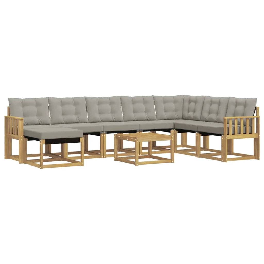 Set di divani da esterno 9 pcs Bianco e Grigio Chiaro