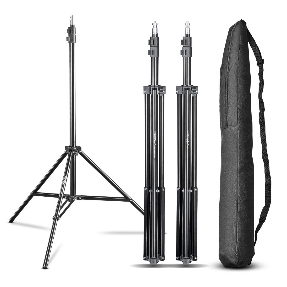 WT-803 Stativo per luci con adattatore Set di 3 - Treppiede in alluminio per studio foto, altezza max 208 cm portata max 3,5 kg per flash softbox
