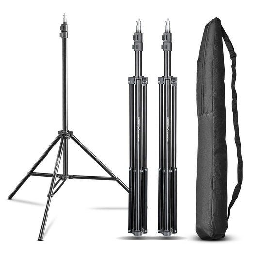 WT-803 Stativo per luci con adattatore Set di 3 - Treppiede in alluminio per studio foto, altezza max 208 cm portata max 3,5 kg per flash softbox