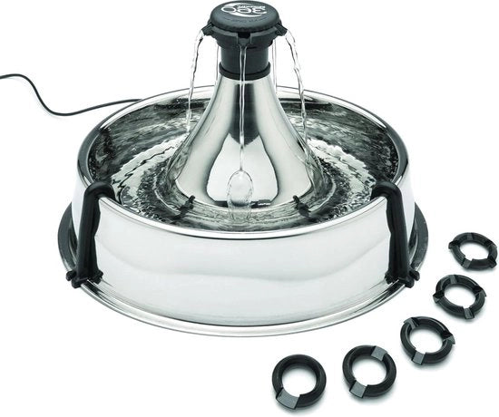 Bevandeletto per animali 360° fontanella in acciaio inossidabile capacità 38 l 5 getti d'acqua filtro a carbone e filtro schiuma per acqua di alta qualità - Grande capacità e funzionamento silenzioso