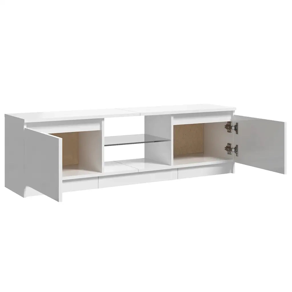 Mobile Porta TV con Luci LED Bianco Lucido 120x30x36 cm 804289