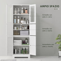 Mobile Colonna Bagno 60x30x170,5 cm con 3 Armadietti Bianco